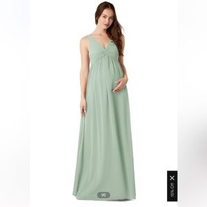 Azazie Yetta Matternity Dress Chiffron- Color Agave- Size A10